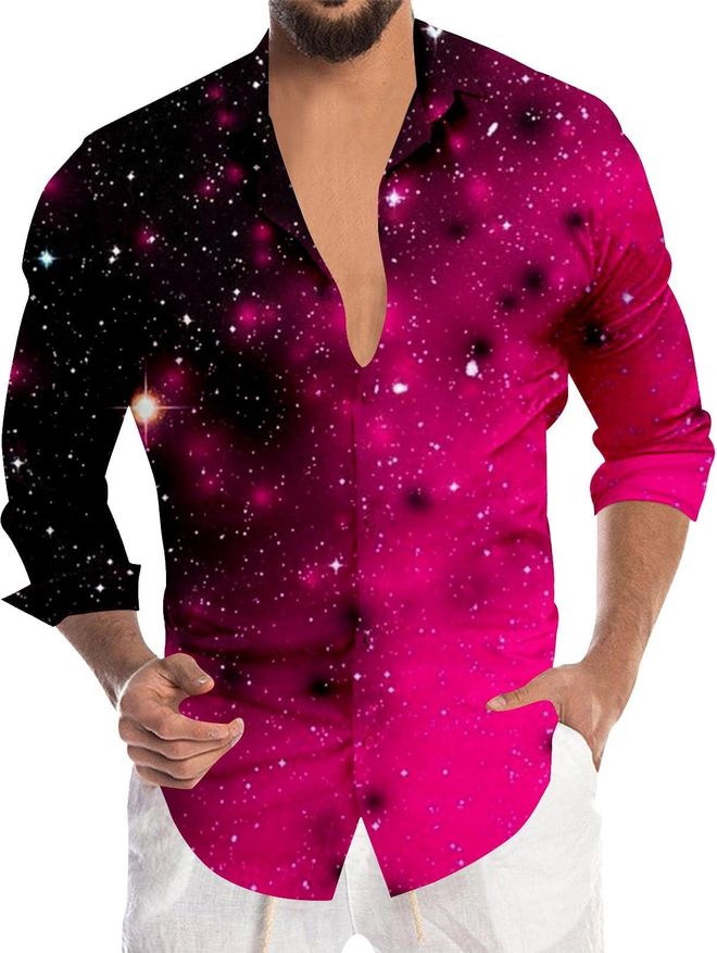 Mens Sequin Shirt Long Sleeve Glitter SparkIe Shirt for Carnival Festival Party Nightclub Fancy Dress Shiny Disco Costume Tops Button Down for Men Sta