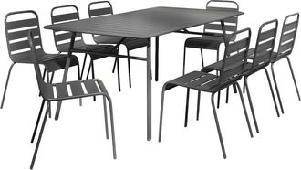 VENTE-UNIQUE.COM Conjunto de mesa y sillas para jard&iacute;n acero gris antracita