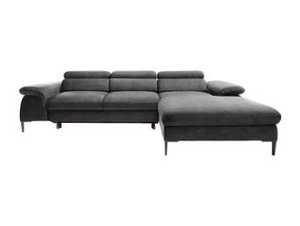 VENTE-UNIQUE.COM Sof&aacute; rinconera terciopelo gris antracita