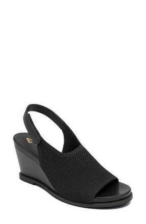 Aerosoles Dell Textured Knit Slingback Wedge Sandal in Black Black at Nordstrom Rack, Size 5.5