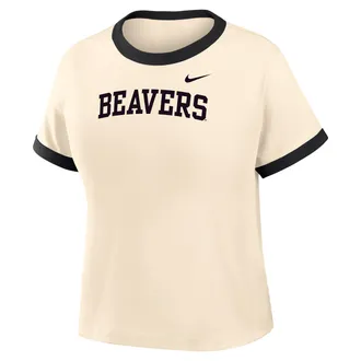 Nike Womens College (Oregon State Ringer T-Shirt in Brown | IV9378-120