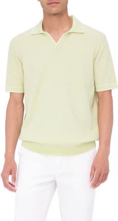 Bugatchi Tipped Johnny Collar Polo in Pistachio at Nordstrom Rack, Size Xx-Large