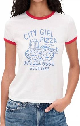 Mother Lil Goodie Ringer Tee In City Girl Pizza