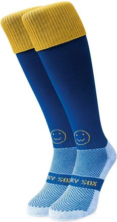 Wackysox Royal Blue With Amber Turnover Knee Length Sports Socks, Rugby Socks, Hockey Socks