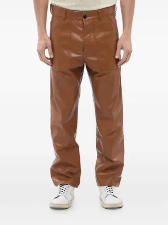 Nanushka Leren broek met opgestikte zak - Bruin
