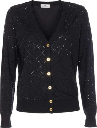 Elisabetta Franchi Truien & Vesten, Dames, Zwart, L, Zwarte Gebreide Top