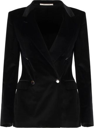 Tagliatore Jassen, Dames, Zwart, M, Katoen, Double-breasted Velvet Jacket