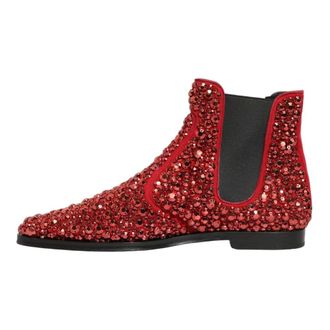 Dolce & Gabbana Chelsea Boots, female, Red, Size: 14 US Embellished Chelsea Ankle Boots