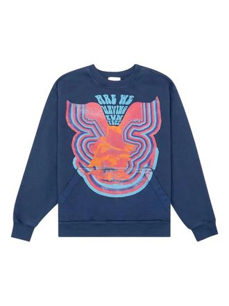 Rhude kangaroo-pocket graphic sweatshirt - Blue
