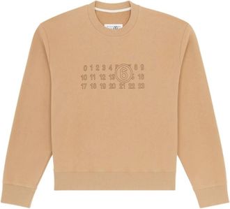 Maison Margiela Sweatshirt met Gedrukt Logo - Dames - Sweatshirts - Beige - L - Katoen - Hoodies & sweatvesten