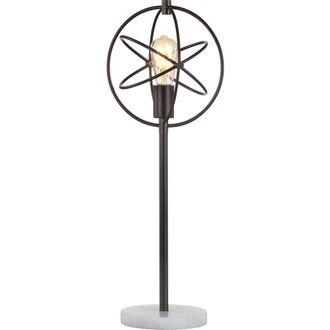 Jonathan Y Designs Atomic Edison Bulb Metal/Marble Modern LED Table Lamp in Oil Rubbed Bronze/white at Nordstrom