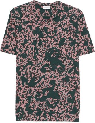 Dries Van Noten Green Pink All Over Print T-Shirt