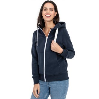 Deproc Kapuzensweatjacke DEPROC ACTIVE FinjaCMYK II, Damen, Gr. 36/38 (M), navy, 50% Baumwolle, 50% Polyester, tailliert, gerader Abschluss, Sweatjacken Kapu
