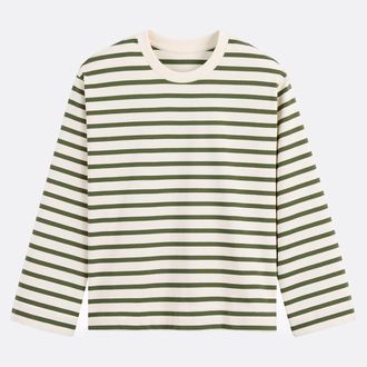 La Redoute Collections Gestreept T-shirt, ronde hals, lange mouwen