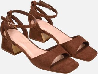 XY London Womens XY London Womens/Ladies Hayley Cut Out Low Block Heel Sandals - Brown - Size: 4