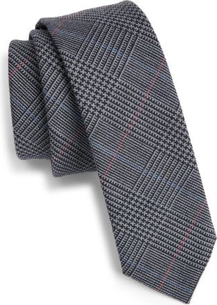 Thom Browne Plaid Virgin Wool Tie in Dark Grey at Nordstrom