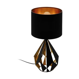 Loops Table Lamp Desk Light Black Shade & Copper Geometric 1 x 60W E27 Bulb