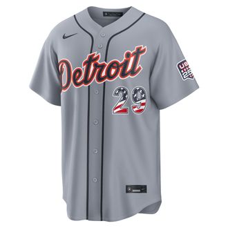 Nike Tarik Skubal Detroit Tigers USA 250 Nike Mens MLB Stadium Jersey in Grey | RE260MIAAJP-KJZ