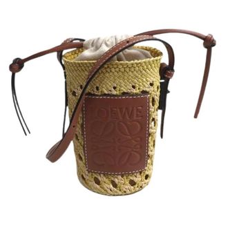 Loewe Pre-owned Anagram Raffia Shoulder Bag - Dames - Vintage Tas - Geel - ONE Size - Leer - Vintage