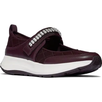 FitFlop F-Mode Flow Crystal Strap Quilted Mary Jane Sneaker in Plumberry at Nordstrom Rack, Size 8.5