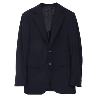 Giorgio Armani Textured Single-Breasted Blazer in Navy Blue Wool