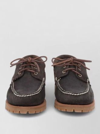 Sebago boat shoes round toe contrast stitching rubber sole