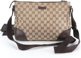 Gucci Gg Canvas Brown Gg Canvas Leather Shoulder Bag (Pre-Owned)