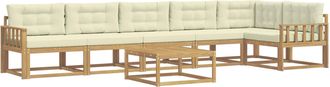 vidaXL Conjunto De Sof&aacute;s De Exterior 7 Uds. Blanco Y Crema Poli&eacute;ster Vidaxl