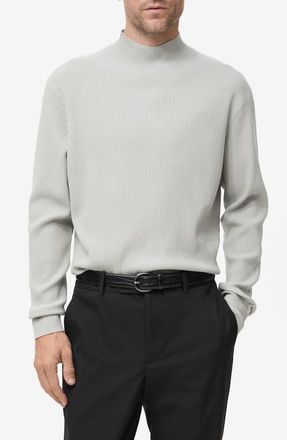 Mango Ribbed Turtleneck Sweater in Ice Grey at Nordstrom, Size Medium