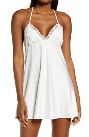Flora Nikrooz Kylie Charm Satin Chemise in Ivory at Nordstrom, Size X-Small