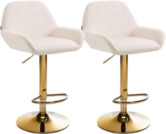 Clp Clp - Set De 2 Taburetes De Bar Braga En Terciopelo Con Marco Dorado Crema