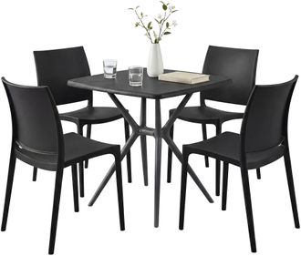 Clp Conjunto De Muebles De Jard&iacute;n Amino Con 4 Sillas Negro