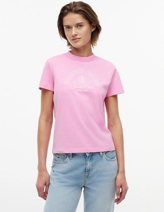 Tommy Hilfiger Womens Tommy Jeans Sports Club Logo T-Shirt - Pink - XL