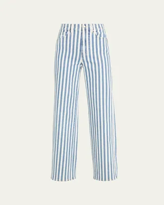 Veronica Beard Taylor High-Rise Wide-Leg Striped Jeans