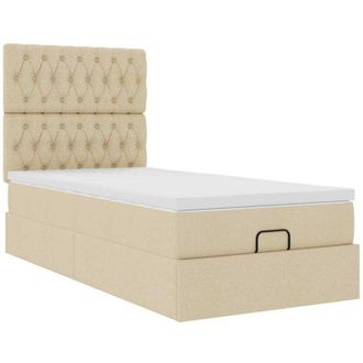 vidaXL Estructura De Cama Otomana Con Colch&oacute;n Tela Crema 90x190cm Vidaxl