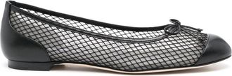 Manolo Blahnik Jatelah Ballet Flats - Womens - Calf Leather/Fabric
