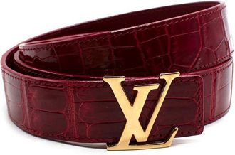 Louis Vuitton Fuchsia Crocodile Heritage Belt with Gold Hardware