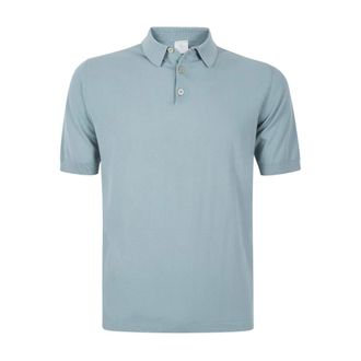Eleventy Buttoned Knitted Polo Shirt - male - Eleventy - Polo Shirts - Blue - 2XL - Tops