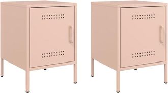 vidaXL Bedside Cabinets 2 pcs Pink 36x39x50.5 cm Steel Vidaxl