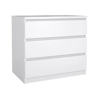 Dmora Cajonera Con Tres Cajones, Color Blanco Brillante, 77 X 70 X 50 Cm, Con Embalaje Reforzado - Dmora
