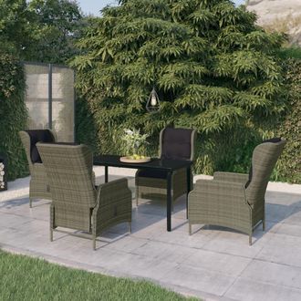 vidaXL Juego De Comedor De Jard&iacute;n 5 Piezas Con Cojines Marr&oacute;n Vidaxl