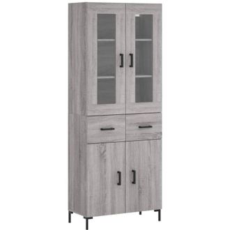 vidaXL Vidaxl - Aparador Alto Madera Contrachapada Gris Sonoma 69,5x34x180 Cm