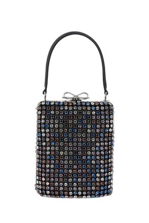 Self Portrait Mini Handbag with Multi-Colored Crystal Surface and Bow Closure