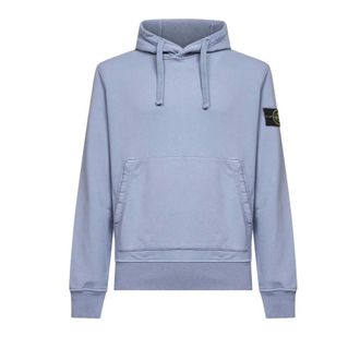 Stone Island Hoodies, male, Blue, L, Cotton Fleece Hoodie