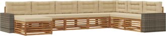 vidaXL Conjunto De Sof&aacute;s De Exterior 8 Uds. Natural Y Beige Vidaxl