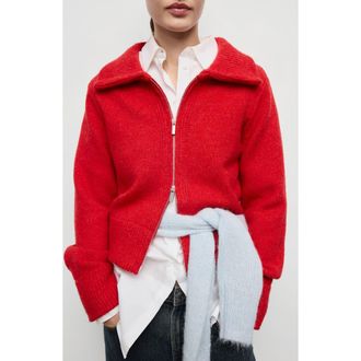Mango Zip-Front Cardigan in Red at Nordstrom Rack, Size Large