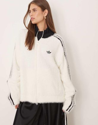 adidas Originals Classic - Top sportivo lanuginoso bianco sporco e nero