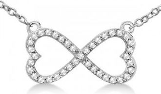 Allurez Pave Infinity Heart Diamond Pendant Necklace 18k White Gold (0.39ct)