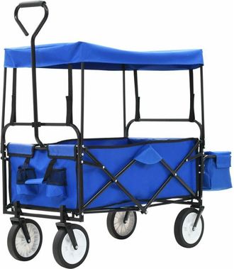 vidaXL Carrito De Mano Plegable De Acero Con Capota Azul Vidaxl