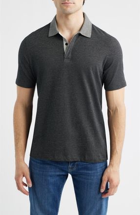Johnston & Murphy Tonal Birds Eye Polo in Charcoal Birdseye at Nordstrom, Size Xxx-Large